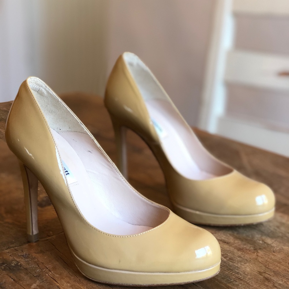 L.K. Bennett platform patent leather heels.